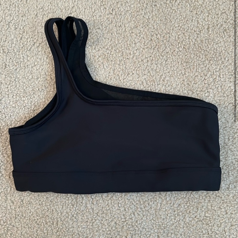 Asymmetrical Black Sports Bra Top